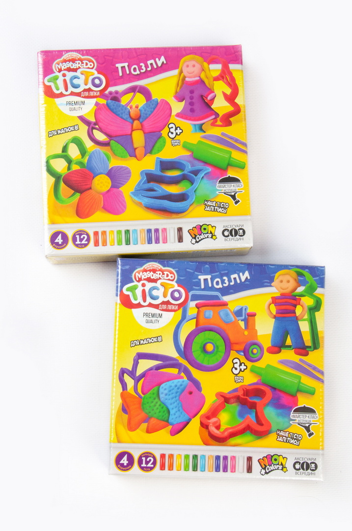 Тісто для ліпки, 12 кольорів, стек з формочками